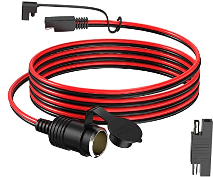 ELFCULB SAE to Cigarette Lighter Socket Cable 14AWG 5FT for RV Power | Cigarette lighter socket to SAE cable with tinned copper wire for 12V accessories, battery chargers, low-voltage devices.