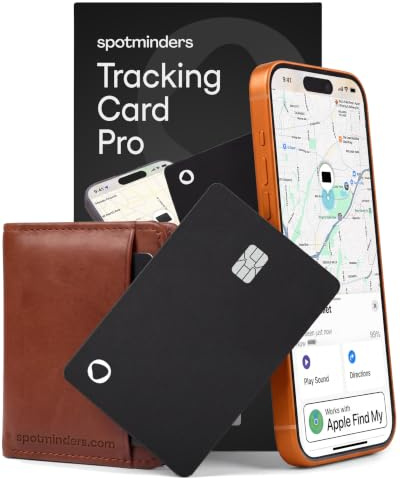 SPOTMINDERS Apple MFi Certified Wallet Tracker PRO Works with Apple Find My IP68 Rechargeable Tracking Card for Wallet Luggage Passport 0.07in Slim Credit Card Design Item Finder