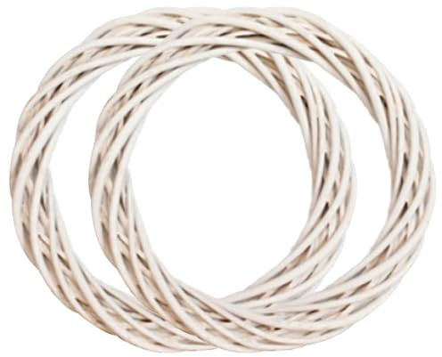 Gcroet 2Pcs Grapevine Wreath, 8 Inch White Wreath Form Grapevine Garland Rattan Base Form for Front Door Wall Window Christmas Decorations..