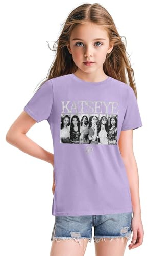 KATSEYE Shirt Girls Gnarly Katseye Merch Short Sleeve T Shirts Music Beautiful Chaos Tour Unisex Idol Graphic Tees Purple 9-10Years