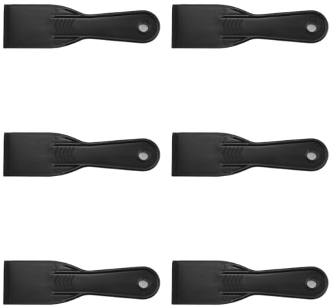 Huba Lot de 6 spatules en plastique, grattoirs flexibles noirs de 5 cm, accessoires pour mastic, applicateur de peinture murale pour réparation et plâtrage