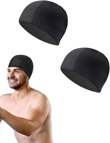 JIRVEX 2 cuffie piscina unisex in tessuto morbido ed elastico, cuffia nuoto donna uomo per capelli lunghi, leggere e comode per allenamenti e tempo libero
