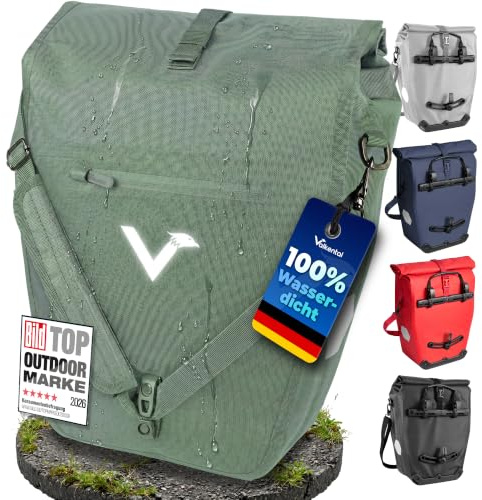 Valkental Gepäckträgertasche 28L, Abschließbar & PVC-frei | 28L Volumen, abschließbare Befestigung, PVC-frei, große Reflektoren, inkl. Tragegurt & Innenfächer
