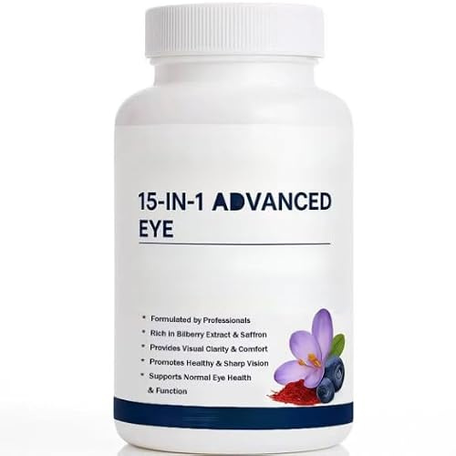 Formule pour les yeux 15 en 1, vitamines et minéraux pour les yeux | Extrait de myrtille et safran
