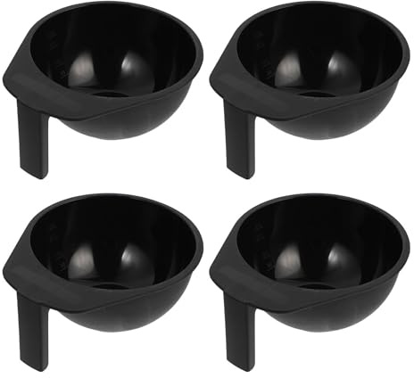 Toyvian Bols à Teinture pour Cheveux Mélange de Couleurs Lot de 4 pour Plastique Noir Poignée, Faciles à Nettoyer et Pratiques Usage Domestique et DIY