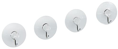 Fackelmann 16118 Lot de 4 crochets muraux ventouses, crochet ventouse, crochet mural, crochet pour torchon de cuisine, Acier inoxydable, Plastique, Transparent, 4 cm