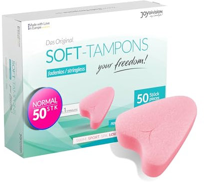 JOYDIVISION Soft-Tampons normal I 50 Stück I fadenlose Tampons für Sport, Schwim Men & Spa I Men struationsschwämmchen ultra soft I leichtes Einführen & Entfernen I Softtampon ohne Faden