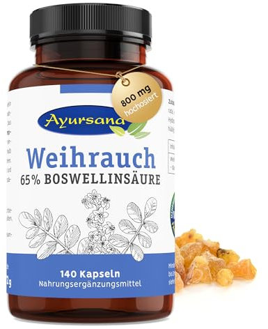 Weihrauchkapseln 140 Kapseln - 800 mg Weihrauch Boswellia Serrata Kapseln hochdosiert je Tagesdosis - 65% Boswelliasäuren - hochwertig und vegan