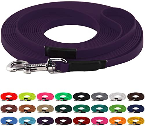 LENNIE BioThane Schleppleine, 9mm, Hunde 5-15kg, 5m lang, mit Handschlaufe, Lila/Violett, genäht