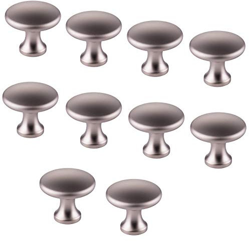10 x SO-TECH® Möbelknopf DENISE Edelstahloptik matt Ø 29 mm - Design trifft auf Funktion - Knopfgriff Küchengriff Küchenknopf Möbelgriff
