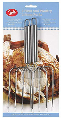 Tala Stainless Steel Meat Lifting Forks, 2 Piece Set for Safe Handling of Hot Meats, Poultry & Roasts, Durable Stainless Steel, Dishwasher Safe, 31 x 15.3 x 2 cm