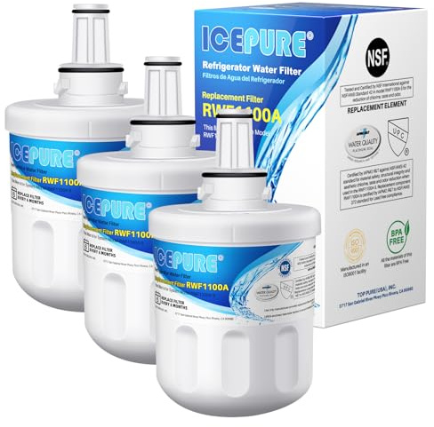 ICEPURE Filtre à eau pour réfrigérateur Compatible Avec Samsung DA29-00003F, DA29-00003G, Aqua Pure Plus Hafin, DA29-00003B, DA29-00003A, DA97-06317A, RFC1100A, 3 pièces RWF1100A (facture disponible)