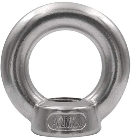 5 Stück Ringmutter DIN 582 Edelstahl V2A Ösenmutter Metrisch M6 M8 M10 M12 rostfrei A2 - Augenmutter (M20)