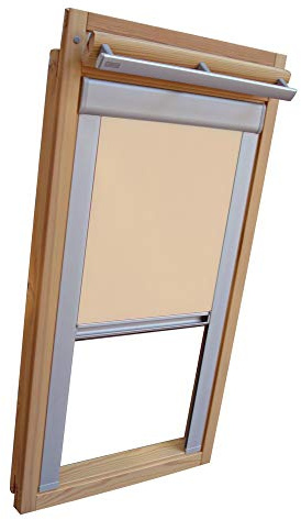 Verdunkelungsrollo Rollo für VELUX Dachfenster TYP GGL/GPL - 406 oder P06 - Farbe beige-karamell - mit Aluminium Seitenschienen - KLICK Montage