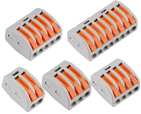 30Pcs Compact Connettore, Leva-Dado Cavo Connettore Set, Conduttore Compatto Connettore, Morsettiera Connettore Molla, Morsettiera Cavo Connettore Rapido 2 Porte 3 Porte 4 Porte 5 Porte 8 Porte