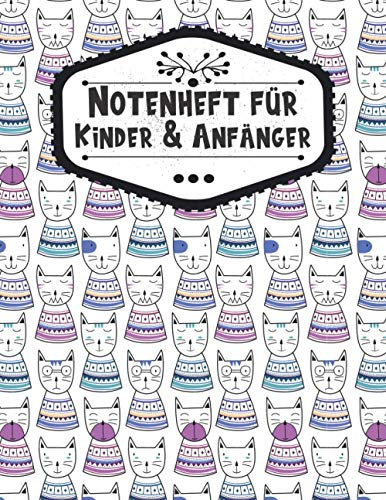 Notenheft für Kinder & Anfänger: Blanko Musik Notizbuch, Notenheft Din A4 hoch, 12 Notensysteme pro Seite, geschenke für musiker, 100 Seiten, großes A4-Format (21,59 x 27,94 cm), Hochglanzcover