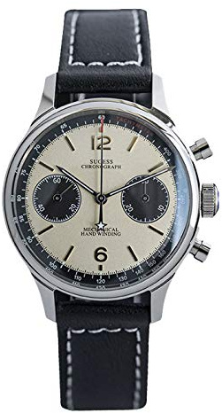 NC Neue Fliegerchronograph Mechanische Herrenuhr 50m wasserdichte Herrenuhr ST19 Seagull Movement Edelstahl Handaufzug Uhren (Color 1)