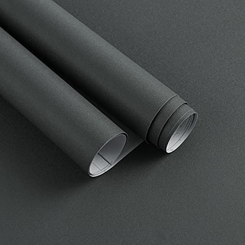 Timeet Self Adhesive Wallpaper Grey Matte Peel and Stick Wallpaper Dark Grey Sticky Back Plastic Paper Solid Colour Contact Paper Waterproof Vinyl Film for Furniture Wall Shelf 40x300cm