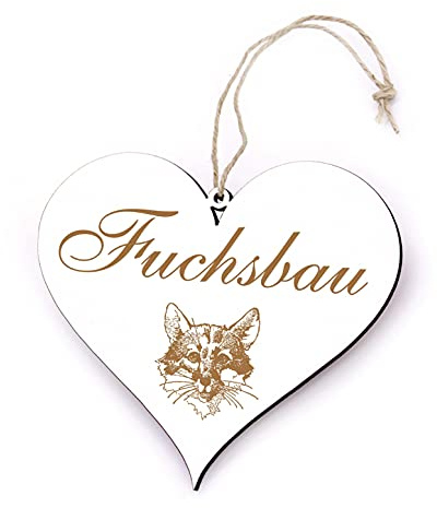 Schild Herz Holzschild graviert - FUCHSBAU - Dekoschild zum Anhängen 13x12cm | Dekolando Home Accessoires
