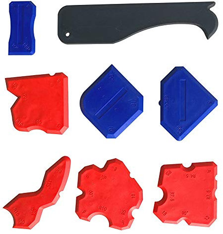 Esparcidor de sellador de silicona, esparcidor de sellador removedor de masilla 8 piezas raspador de pegamento raspador flexible para moldeo