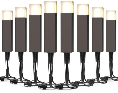 GOODSMANN 8PK Outdoor Low Voltage Bollard Lights 2W 2700K Warm White LED Landscape Pathway Light Kits Bronze Color