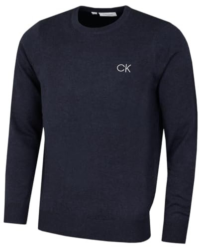 Calvin Klein Mens Round Neck Tour Sweater - Navy Marl - L