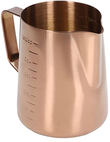 Omabeta Milchkännchen für Kaffeemaschine, 550ML Milchaufschäumbecher mit Skala Roségold Edelstahl Aufschäumkrug Kaffeedampfkrug Maschinenzubehör