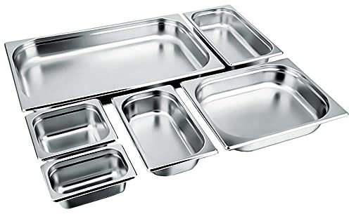 Konzept 11 - GN Behälter (GN 1/1, Höhe 65 mm) Edelstahl Warmbehälter 1 Liter, Pizza Zutatenbehälter, Gastro Behälter verschiedene Größen und Höhen, Gastro Normschale, Gastronorm Behälter
