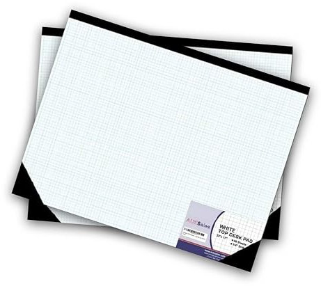 AUKSales TOP Stabile Schreibunterlage (2 Stück), 55,9 x 43,2 cm, 1/4 Quad-Raster, 50 Blatt pro Block, 80 g/m², präzises Notizen, Skizzieren, ideal für Ingenieure, Architekten, Designer, Mathematiker