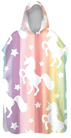 Morbuy Towels Robe Adult Womens, Changing Robe Microfibre Surf Beach Towel Poncho with Hooded, Unicorn Print Lightweight Quick Dry Bath Robe Wetsuit for Mens Kids
