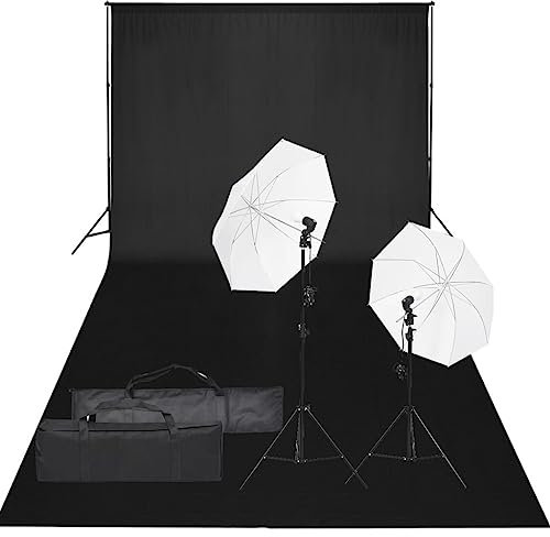 vidaXL Kit de Estudio Fotográfico con Set de Luces y Fondo Soporte Telón Pantalla Foto Video Sistema Lámparas Luz Iluminación Plegable