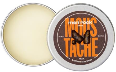 Men Rock Cera Baffi Lenitiva - Modella e Ammorbidisce, con Olio di Argan, Profumo di Muschio di Quercia, 25ml