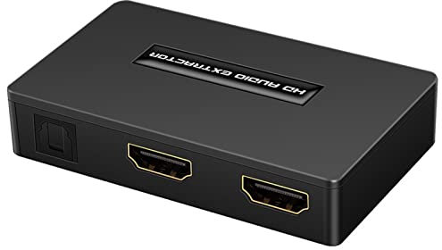 Ohfruit Estrattore Audio HDMI 4K a Ottico Stereo 3,5 mm - Convertitore Con Cavo Toslink SPDIF AUX - Supporto Uscita HDCP1.4 Nero