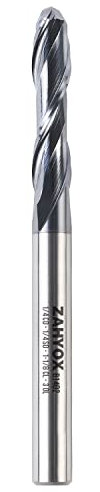 ZahyoX 2 flûtes de fraise à tête sphérique enduite TiAlN, fraise CNC en spirale en carbure de tungstène entièrement durci, diamètre 1/4, longueur de coupe 1-1/8, longueur totale de 3
