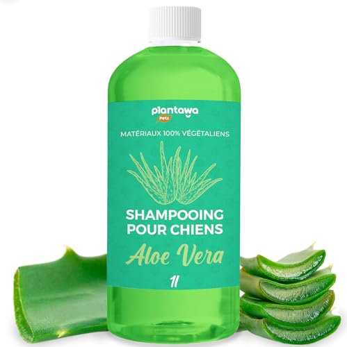 PLANTAWA - Aloe Vera Hundeshampoo 1L | Hundeshampoo für empfindliche Haut und Dermatitis | Anti-Irritation Action Allergenfrei, Parabenfrei, 100% Vegan mit natürlichen Extrakten