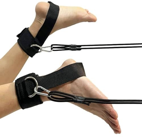 Swim Ankle Straps, Tether, Bungees Belt - Stationary Swimmer Training Leash for Smaller Pools - With 4 Bungee Rope, Metal Buckle