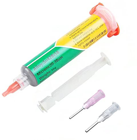 1 Stück 50g Spritzenlötpaste,Spritze Elektronik Flussmittel mit 2 Nadelausgabewerkzeug,Flussmittel Löten Kolophonium,Lötflussmittel Zinnpaste,Elektronik Reparatur Schubstangenspritzennadel