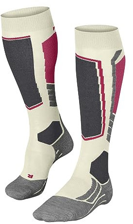 FALKE Damen Skisocken SK2 Intermediate W KH Wolle Funktionsmaterial warm dick 1 Paar, Weiß (Off-White 2041), 37-38