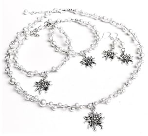 Trachtenschmuck Set 5 teilig in weiß