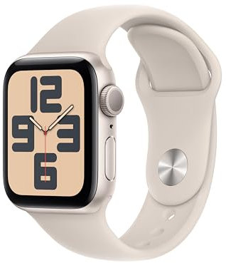 Apple Watch SE (2ᵉ génération, 2023) (40 mm GPS) Smartwatch avec boîtier en Aluminium et Bracelet Sport lumière stellaire - M/L. Suivi de l’activité Physique et du Sommeil, détection des Accidents