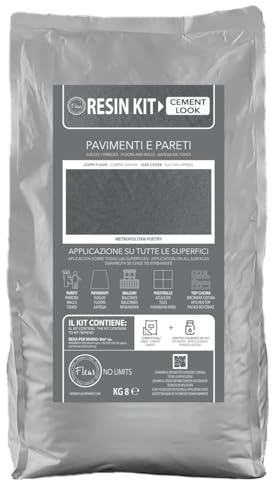 FLEUR DESIGNER'S PAINT | Kit Resina Cemento Pavimenti F85, Colore Metropolitan Poetry, 1 Polvere Resina Cemento da 8 kg e 1 Additivo Colorante da 287 ml, Elimina Fughe, Interno/Esterno, Made in Italy
