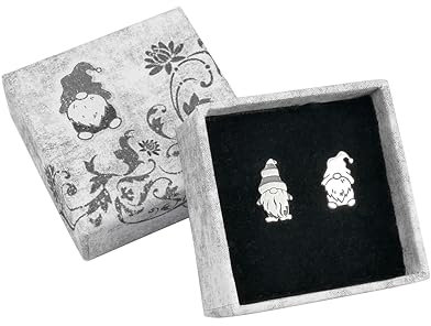 Garden gnome sterling silver stud earrings, lucky charm gonk, Handmade in UK