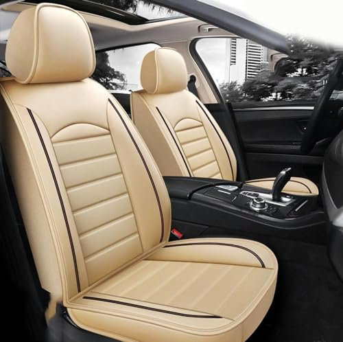 LOKORI Auto Sitzbezüge Sets,Für BMW Serie 5 Series 5er Touring F11 E61 E39 Touring E39 Leder Schonbezüge sitzschoner vorne und hinten Wasserdicht Verschleißfest Innenraum Accessories,C-beige Style