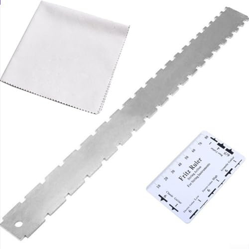SPORTARC Gitarrenhals, gekerbt, gerade Kante, Gitarrenhalssaiten-Lineal, Messgerät mit Wischtuch, Bundlineal, Gitarrenwerkzeug-Zubehör, A7VS7B373PXC52X6C67428DSP9J