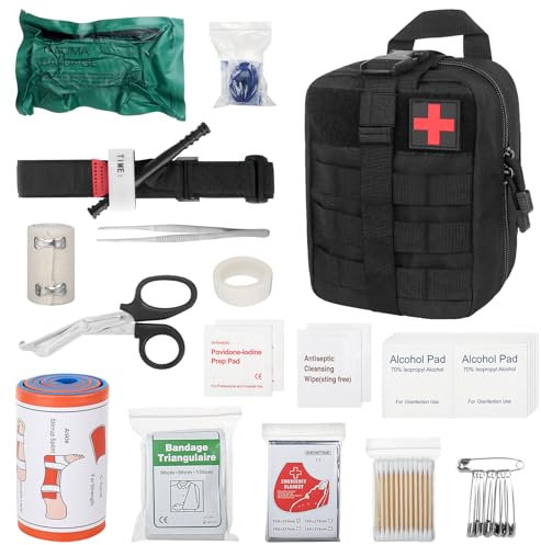 DAJASD Kit di Pronto Soccorso Militare, 46PCS Borsa di Pronto Soccorso, Kit di Primo Soccorso per Esterni, Trauma First Aid Kit per auto, Casa, Viaggi, Campeggio all'aperto, Escursionismo