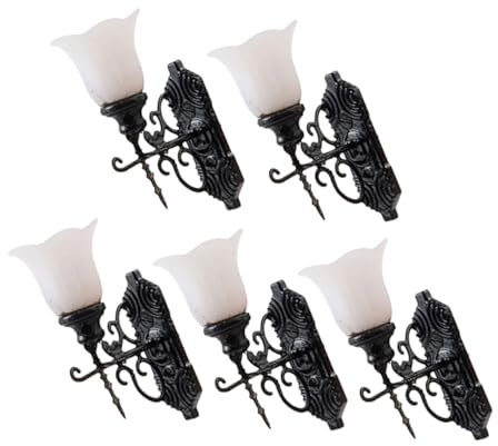 Parliky 5stücke Miniatur-wandlampe Für Puppenhaus Teiliges Dekorative Beleuchtung Für Sandtisch Und Mini-häuser Realistische Details Und Warmem Für Kreative Spielszene-Dekoration