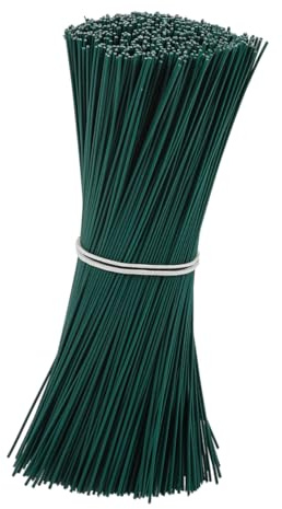FONDOTIN 1000pcs Gardening Twist Ties Binding Wire for Tomatoes Grapevine Raspberry Climbing Plants, 0.55mm Diameter Plastic Coated Flexible Iron Wire, Grass Green for Plant Support
