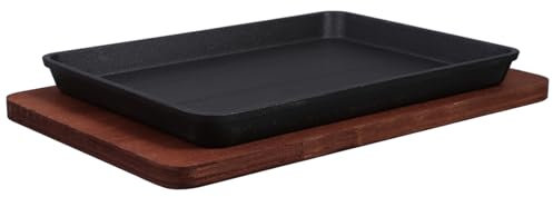Alipis Square Cast Iron Steak Plate Grill Plate Skillet Pan Non Stick for Home Restaurant Kitchen