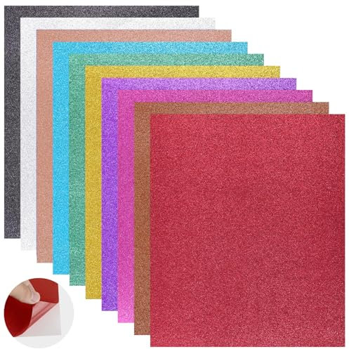 Glitzerkarton, 30 Blatt Glitzerndes Bastelpapier, 10 Farben Glitzer Handgemachte Aufkleber, Studenten DIY Karton, Bunte Glitzerkarton, 21x29,7cm Glitter Pappe, für Kunsthandwerk und Design