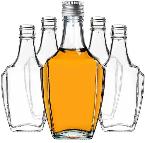 KADAX 10er Set Glasflaschen 250ml mit Schraubverschluss Silber – Leere kleine Flaschen zum Befüllen für Likör, Schnaps, Öl, Essig & Sirup, Glass Bottles, Refillable